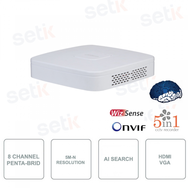 XVR5108C-I3 - Dahua - XVR Digital Video Recorder - Onvif - 8 Canali Penta-brid 5M-N/1080p - 5in1 - WizSense