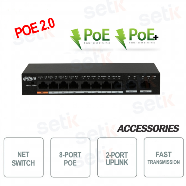 Switch Industriale PoE 2.0 10 Porte Dahua