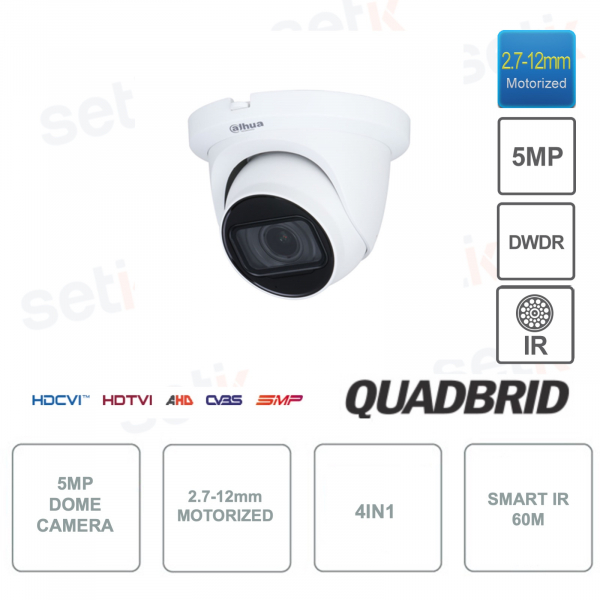 HAC-HDW1500TMQ-Z-S2 - Dahua - Dome camera - 4in1 - 5MP - 2.7-12mm lens - CMOS sensor - Smart IR 60m
