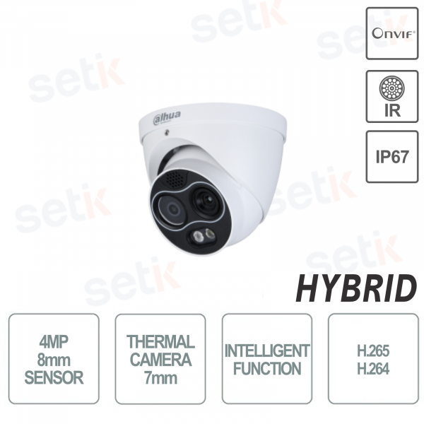 Caméra Thermique Hybride 8mm 4MP Intelligence Artificielle Onvif PoE Dahua