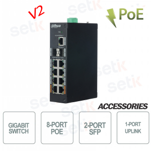 Switch PoE 8 Porte + 2 SFP + 1 Uplink Dahua
