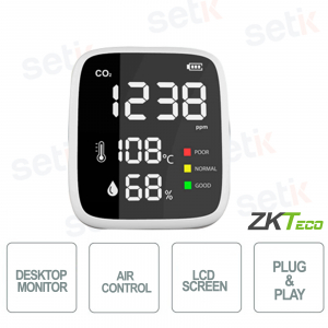 ZKTECO - Moniteur de CO2 de table pour le contrôle de la qualité de l'air