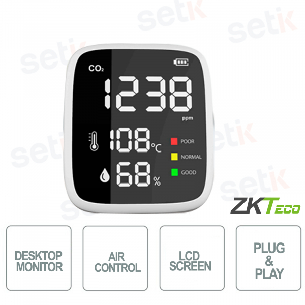 ZKTECO - Moniteur de CO2 de table pour le contrôle de la qualité de l'air