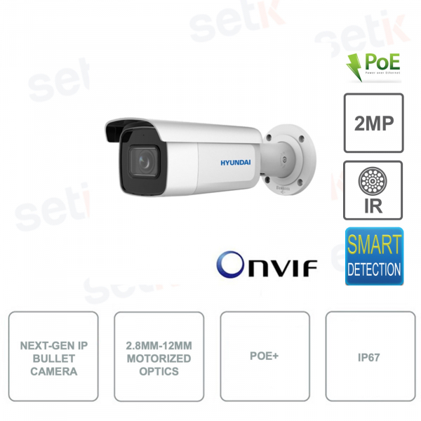 HYU-912 - Caméra IP - Smart IR 60m - IP67 - Objectif varifocal motorisé 2.8-12mm - WDR 120dB
