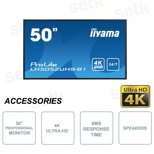 LH5052UHS-B1 - Iiyama - 50 inch monitor - 4K UHD - With stereo speakers