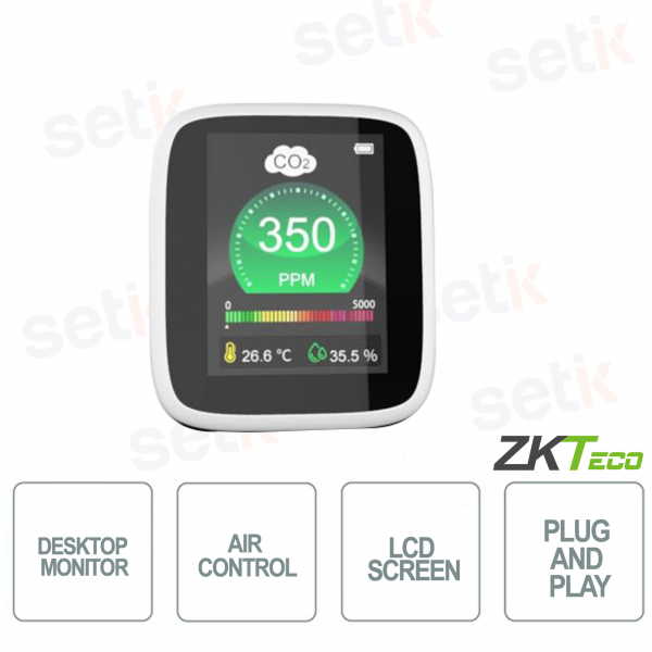 ZKTECO - Moniteur de CO2 de table pour le contrôle de la qualité de l'air et la mesure de l'air