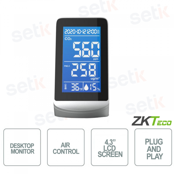 ZKTECO - Moniteur multifonctionnel de la qualité de l'air - Écran 4,3 pouces