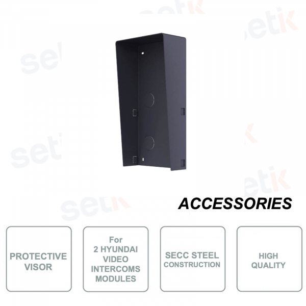 HYU-829 - Visiera Protettiva per citofoni Hyundai - Costruzione in acciaio SECC - Per 2 moduli di videocitofono