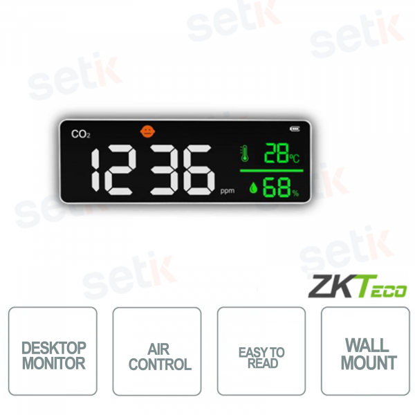 ZKTECO - Sensore di CO2 - Temperatura e umidità a parete per il controllo della qualità dell'aria