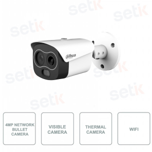 Netzwerk-IP-Bullet-Kamera - Wärmebild + Sichtbar - 4MP - Sichtbar 12 mm - Wärmebild 10 mm - Wi-Fi - IP67 - PoE