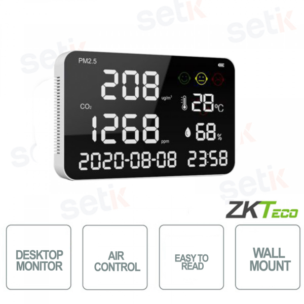 Sensor de CO2 ZKTECO: montado en la pared para el control de la calidad del aire