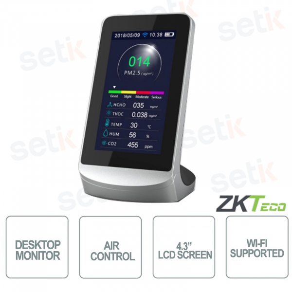 ZKTECO - Monitor WIFI Pantalla de 4,3 pulgadas Detector multifuncional para control de calidad del aire