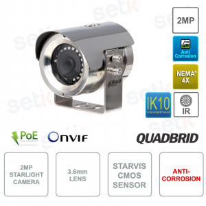 SDZW2000T-SL - Caméra anti-corrosion IP PoE ONVIF® 2MP - Starlight - Objectif 3.6mm - Starvis CMOS - IR30m