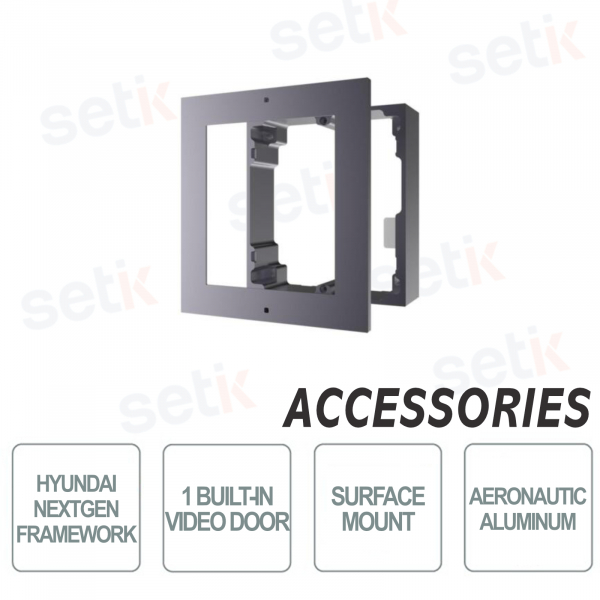 Hyundai Next Gen Frame for installation of 1 video door phone module - In aluminum - Surface mounted