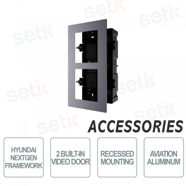Hyundai Next Gen Frame for installation of 2 video door phone modules - In aluminum and plastic - Flush mounting