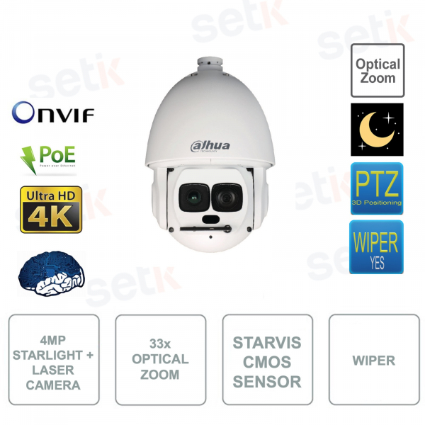 SD6AL433XA-HNR - IP PoE Camera ONVIF® - PTZ - 4MP - Zoom 33x - Starlight Plus Laser - WizMind - Hi-PoE