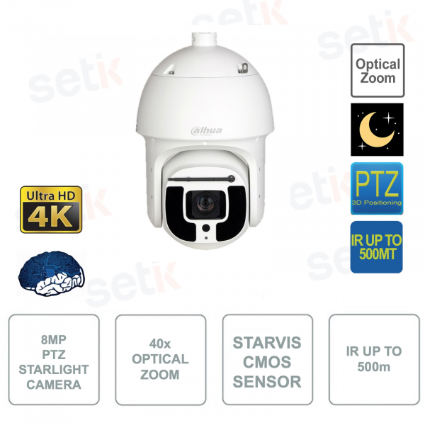 SD8A840-HNF-PA - Cámara IP PoE ONVIF® - PTZ AI Starlight - 8MP - Zoom 40x 5,6-223 mm - Análisis de vídeo