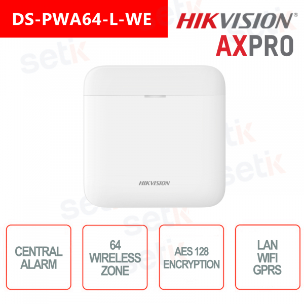 Zentrale Alarmanlage Hikvision AXPro Lan Wi-Fi GPRS 64 Zonen
