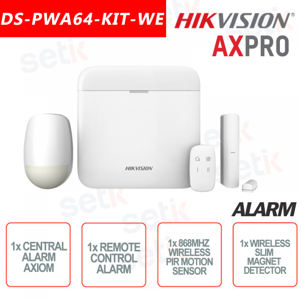 Hikvision AXPro Kit di Allarme Professionale 64 Zone 868MHz Wireless senza fili