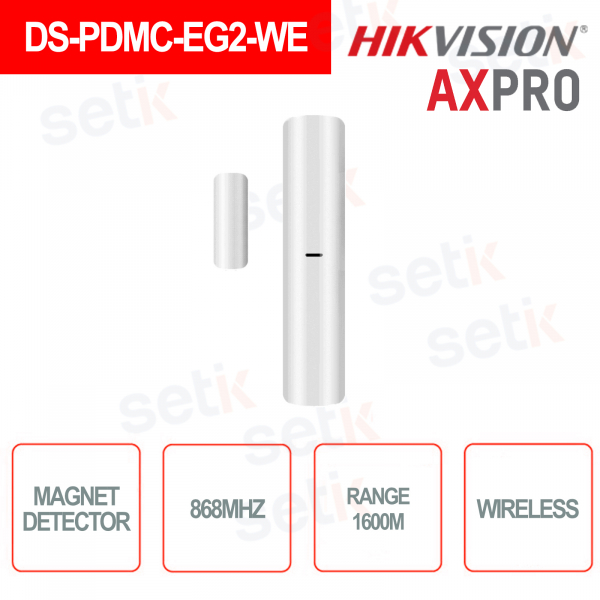 Détecteur à aimant mince sans fil Hikvision AXPro 1600M 868Mhz