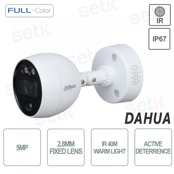 Dahua telecamera Bullet 5MP 4in1 HDCVI Full color deterrenza attiva 2.8mm