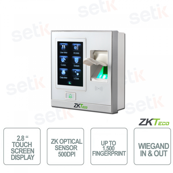 ZKTECO - Control de acceso - Huellas digitales y tarjetas - Pantalla táctil de 2,8 pulgadas