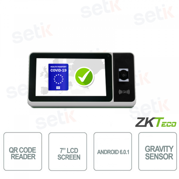 ZKTECO - Terminal de control de paso verde con código QR - Pantalla LCD de 7 pulgadas