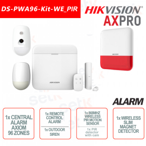 Hikvision AXPro Kit de alarma profesional 868MHz Inalámbrico Inalámbrico 96 ZONA + Sirena exterior + Sensor PIR