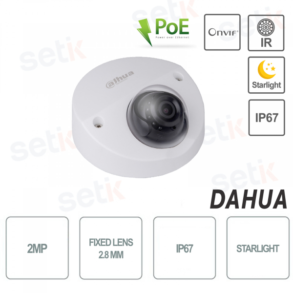 Caméra Réseau Dahua Mini Dome PoE Onvif 2.8mm Optique 2MP