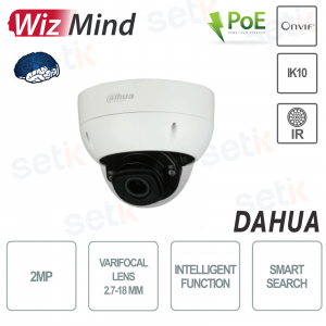 WizMind Dome Camera Artificial Intelligence 2MP Onvif PoE 2.7-18mm IP67 IK10 IR50