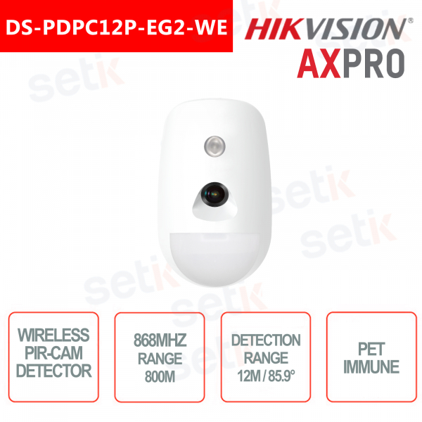 Capteur de mouvement Hikvision AXPro Pir-cam sans fil 868Mhz 12M 85,9 ° Immunité aux animaux de compagnie