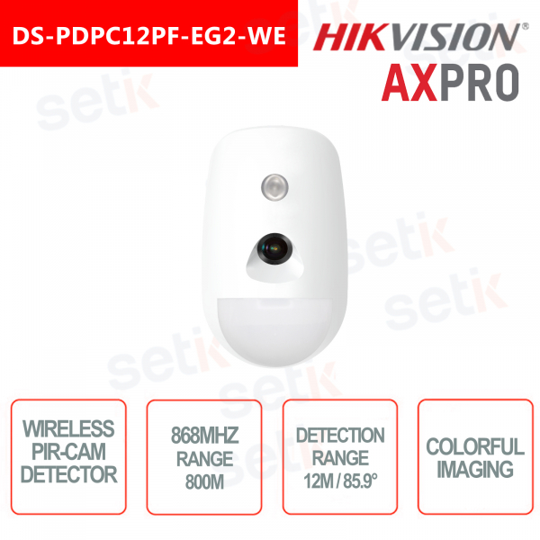 Capteur de mouvement Hikvision AXPro Couleur Pir-Came sans fil 868Mhz 12M 85,9 ° Immunité aux animaux de compagnie