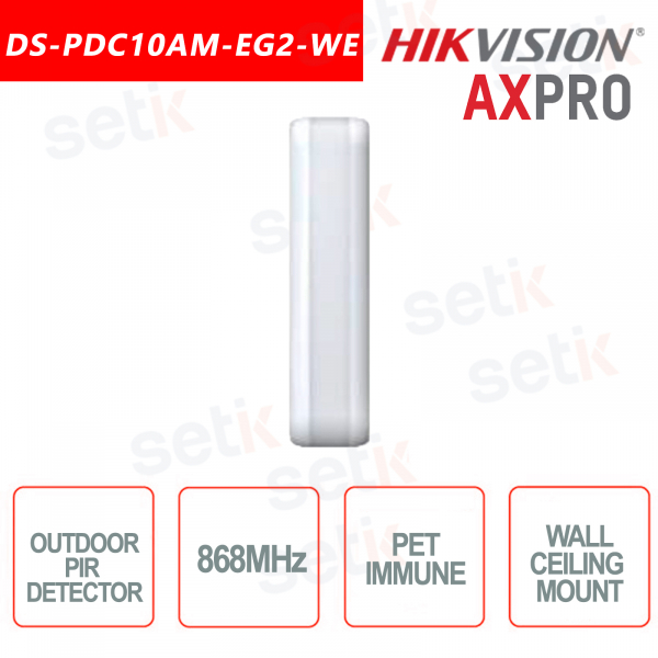 Détecteur Pir extérieur sans fil Hikvision AXPro - Immunisé contre les animaux