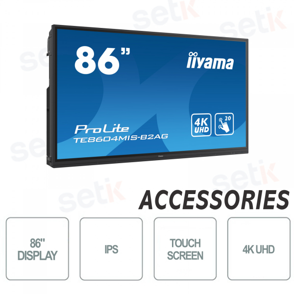 IIYAMA Monito IPS 86 Inch 4K UHD Touchscreen IIWARE 9.0 HDMI VGA USB-C Speaker