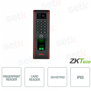 ZKTECO - Lecteur d'empreintes digitales et de cartes - Afficheur - Clavier 3x5 - IP65
