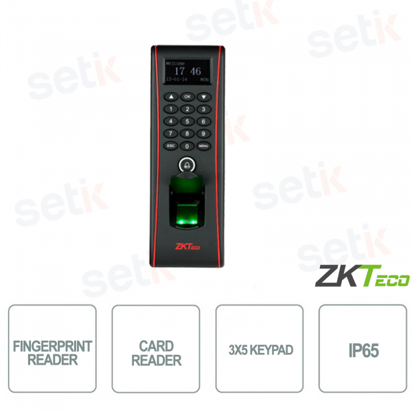 ZKTECO - Fingerabdruck- und Kartenleser - Display - 3x5-Tastatur - IP65