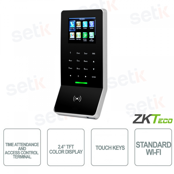 ZKTECO - Rilevatore Presenze e controllo accessi - Colore Nero - Tessere 13.56MHz - Impronte digitali