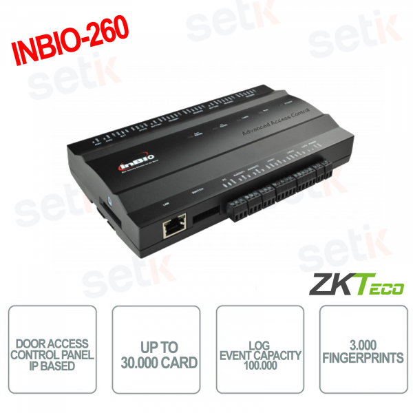 ZKTECO - Panneau de contrôle d'accès biométrique pour portes basé sur la technologie IP - inBio-260
