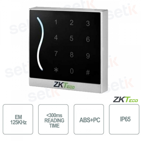 ZKTECO - 125KHz Card Access Reader Numeric Keypad - Red and green LED IP65