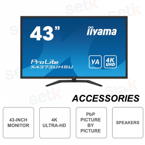 X4373UHSU-B1 - IIYAMA Monitor - 43 Inch - VA LED - 4K UltraHD HDR - 3ms - PbP - Speakers