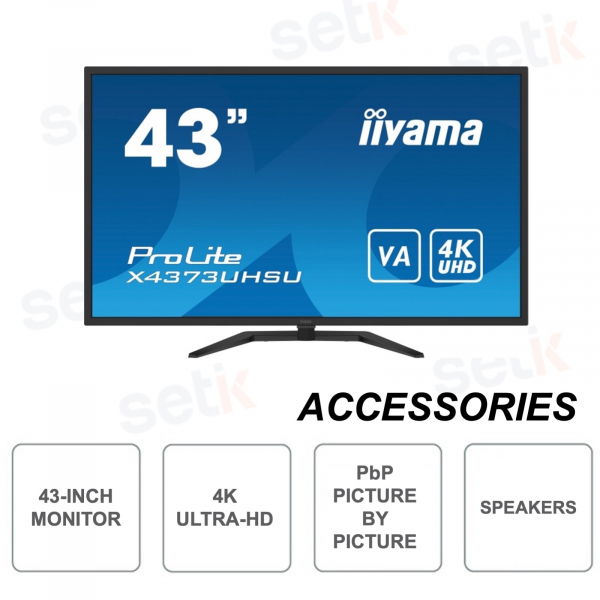 X4373UHSU-B1 - IIYAMA Monitor - 43 Inch - VA LED - 4K UltraHD HDR - 3ms - PbP - Speakers