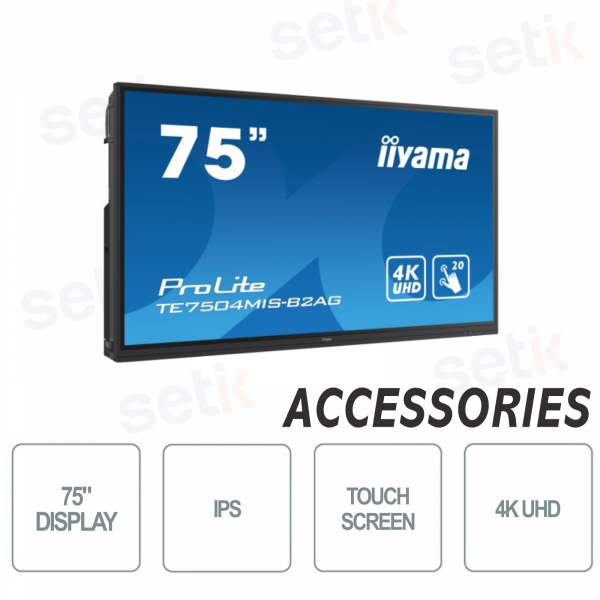 Monitor IPS LED 75 Pollici ULTRA HD 4K IIWARE9.0 WiFi HDMI VGA USB-C Speaker - IIYAMA