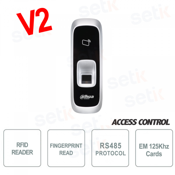 Lecteur biométrique avec lecteur de carte et lecteur d'empreintes RFID Mifare 125Khz RS485 - Dahua