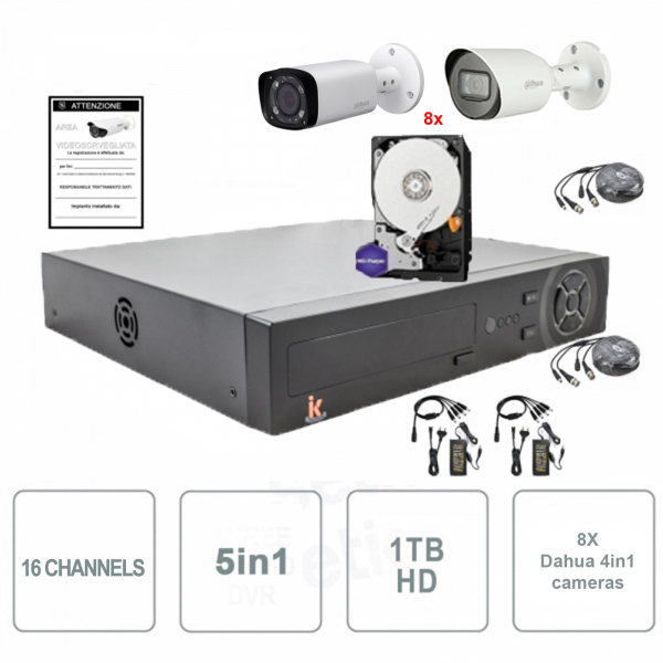 Kit videovigilancia FULL HD 12 cámaras varifocal y grabador de 16 canales