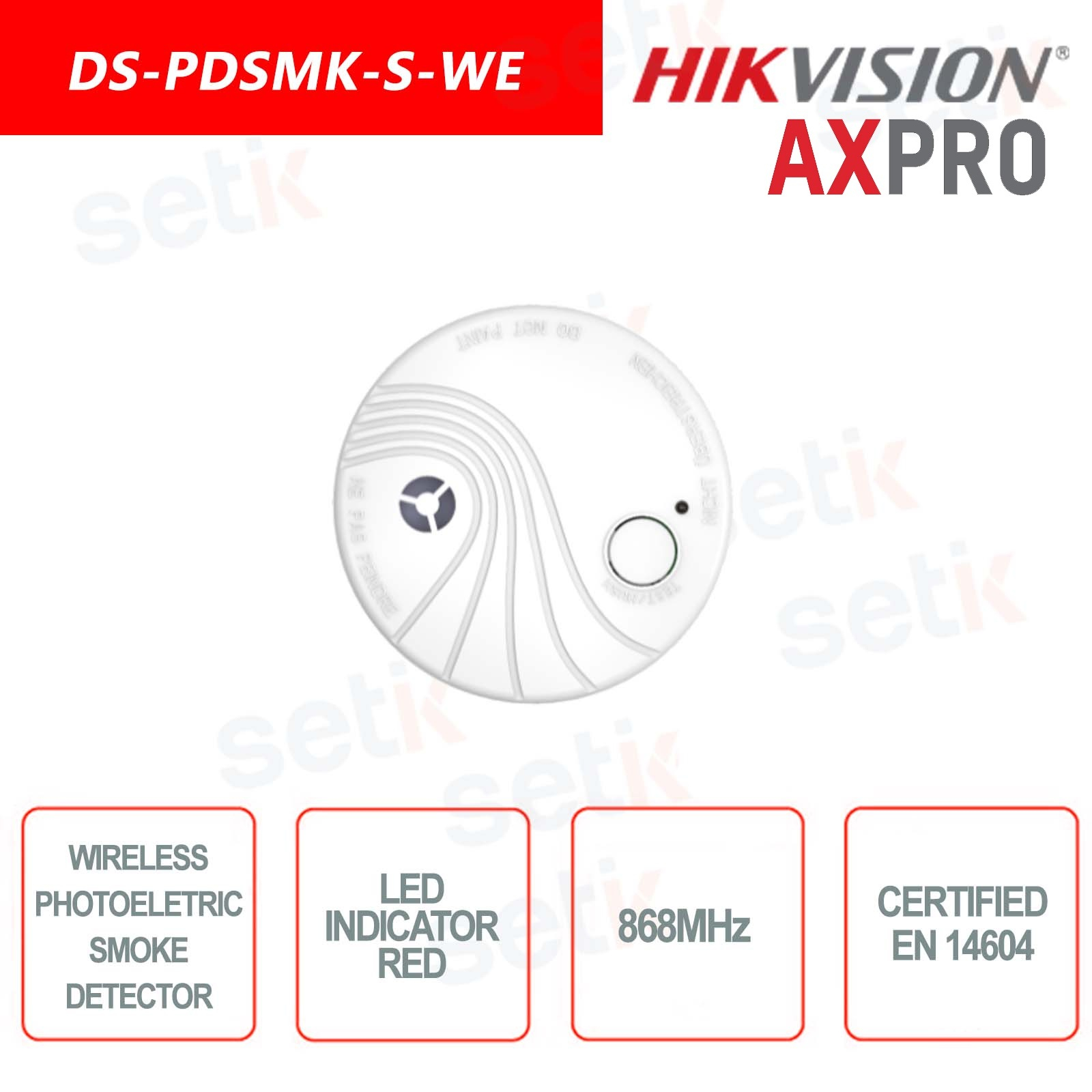 Détecteur de fumée sans fil Hikvision Ax Pro DS-PDSMK-S-WB