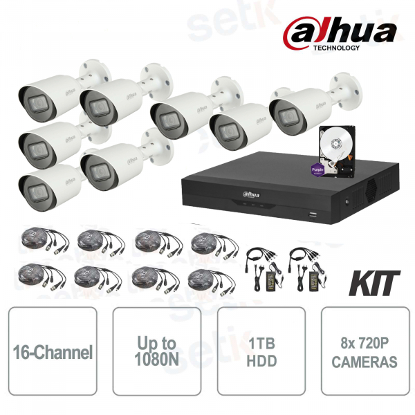 Dahua Video Surveillance KIT HDCVI DVR 16 Channels 8 Cameras 4in1