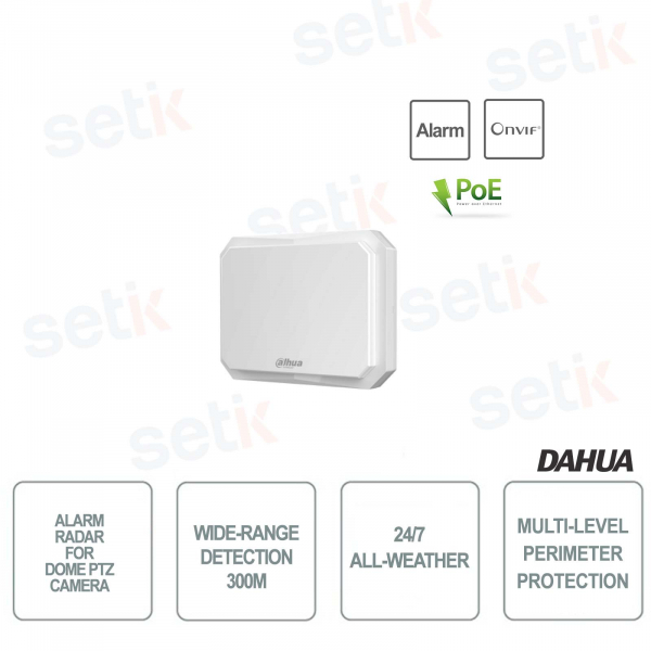 Dahua radar alarm for dome PTZ cameras 24/7 - up to 300m