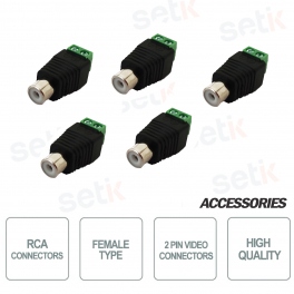 2 PIN Female RCA Connector for CCTV Audio / Video