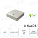 Hyundai NVR Recorder 4 MP 4 Kanäle Videoanalyse Line Crossing Intrusion Detection 40Mbps 48V DC