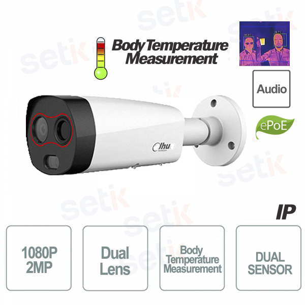 Caméra Thermique IP Dahua Mesure de la Température Corporelle et Optique Visible Thermique 7.5mm - 6mm